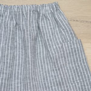 Sarouel en lin rayé poche verticale gris 12 mois détail