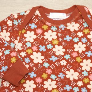 Robe jersey bio GOTS motif fleur terracota 12 mois détail