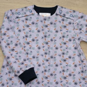 Robe tunique enfant jersey coton bio gots elasthanne motif fleurs petits oiseaux 4 ans détail