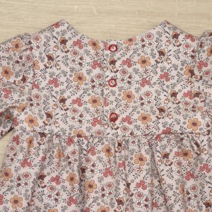 Robe bébé empiècement twill coton bio 18 mois dos détail motif petites fleurs