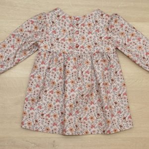 Robe bébé empiècement twill coton bio 18 mois dos motif petites fleurs