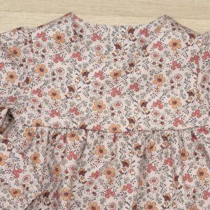 Robe enfant empiècement twill coton bio 2 ans devant détail motif petites fleurs