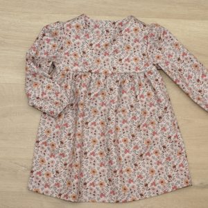 Robe enfant empiècement twill coton bio 2 ans devant motif petites fleurs