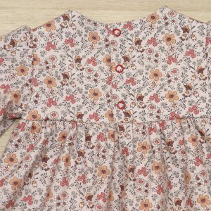 Robe enfant empiècement twill coton bio 2 ans dos détail motif petites fleurs