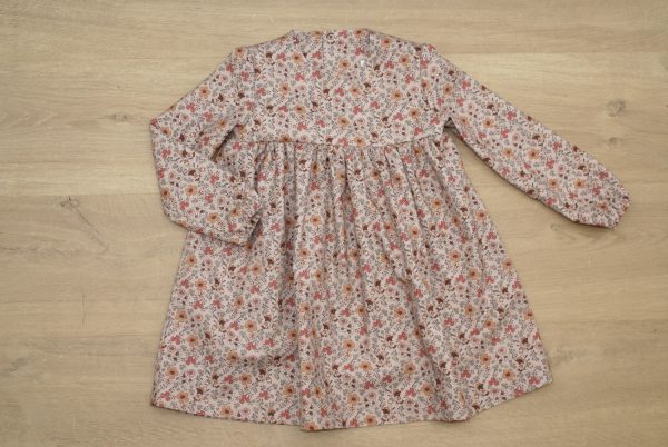 Robe enfant empiècement twill coton bio 4 ans devant motif petites fleurs