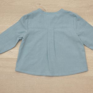 chemise bébé encolure tunisienne coton lavé bio 12 mois dos vert sauge motif uni