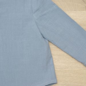 chemise bébé encolure tunisienne coton lavé bio 18 mois détail 2 bleu vénitien motif uni