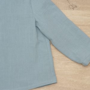 chemise bébé encolure tunisienne coton lavé bio 18 mois détail 2 vert sauge motif uni