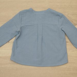 chemise bébé encolure tunisienne coton lavé bio 2 ans dos bleu vénitien motif uni