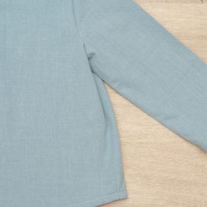 chemise enfant encolure tunisienne coton lavé bio 2 ans détail 2 vert sauge motif uni
