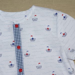 Ensemble chemise bloomer enfant oeko-tex 100 détail 4 ans motif petits bateaux carreaux