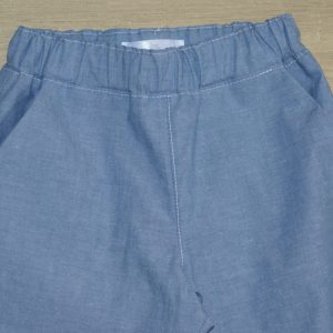 Pantalon bébé popeline chambray oeko-tex100 18 mois haut motif uni bleu