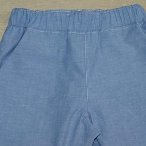 Pantalon bébé popeline chambray oeko-tex100 24 mois haut motif uni bleu