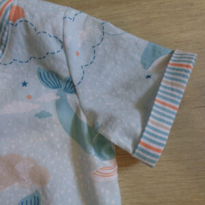 Ensemble bébé chemisette boutonnage au dos coton bio Oeko-tex 100 classe 1 manche motif baleine 3 mois