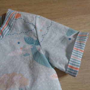 Ensemble bébé chemisette boutonnage au dos coton bio Oeko-tex 100 classe 1 manche motif baleine 6 mois