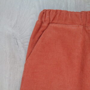 Pantalons velour milleraies 100% coton oeko-tex 100 uni écureuil détail
