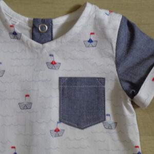 Chemisette 100% coton oeko-tex 100 motif petit bateau détail 3 mois