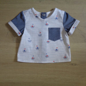 Chemisette 100% coton oeko-tex 100 motif petit bateau devant 3 mois