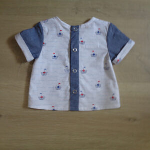 Chemisette 100% coton oeko-tex 100 motif petit bateau dos 3 mois