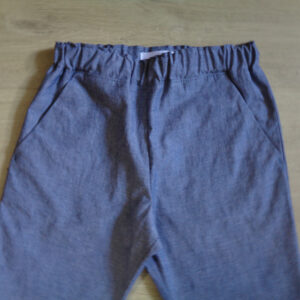 Pantalon bébé enfant chambray 100% coton oeko-tex 100 bleu demin détail