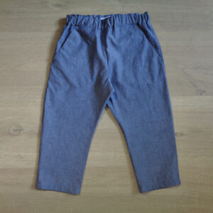 Pantalon bébé enfant chambray 100% coton oeko-tex 100 bleu demin devant