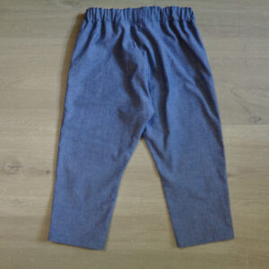 Pantalon bébé enfant chambray 100% coton oeko-tex 100 bleu demin dos