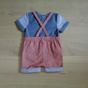 Salopette bébé chambray 100% coton oeko-tex 100 terracotta suggestion dos 3 mois