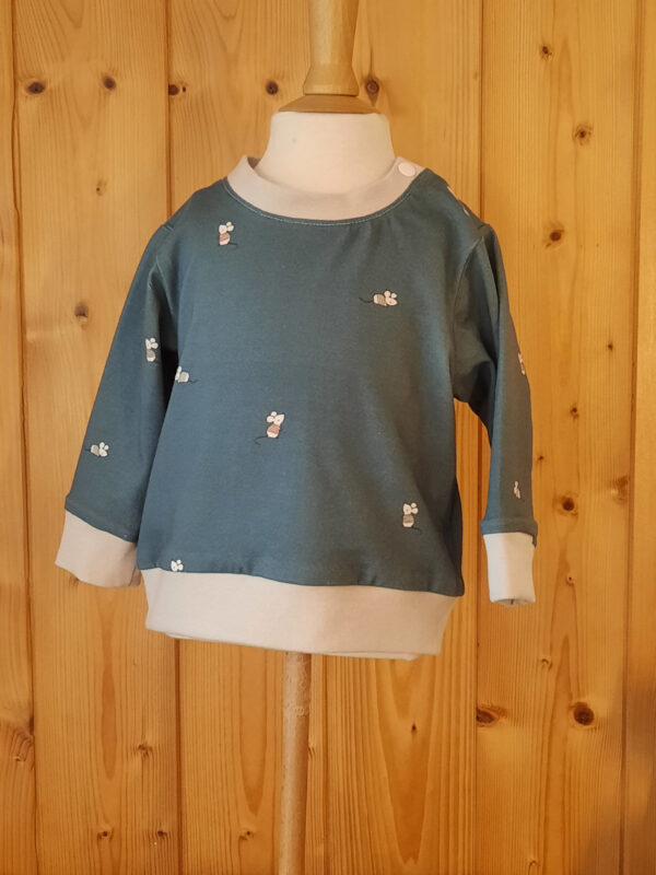 Sweat bébé jersey de coton oeko-tex motif petites souris